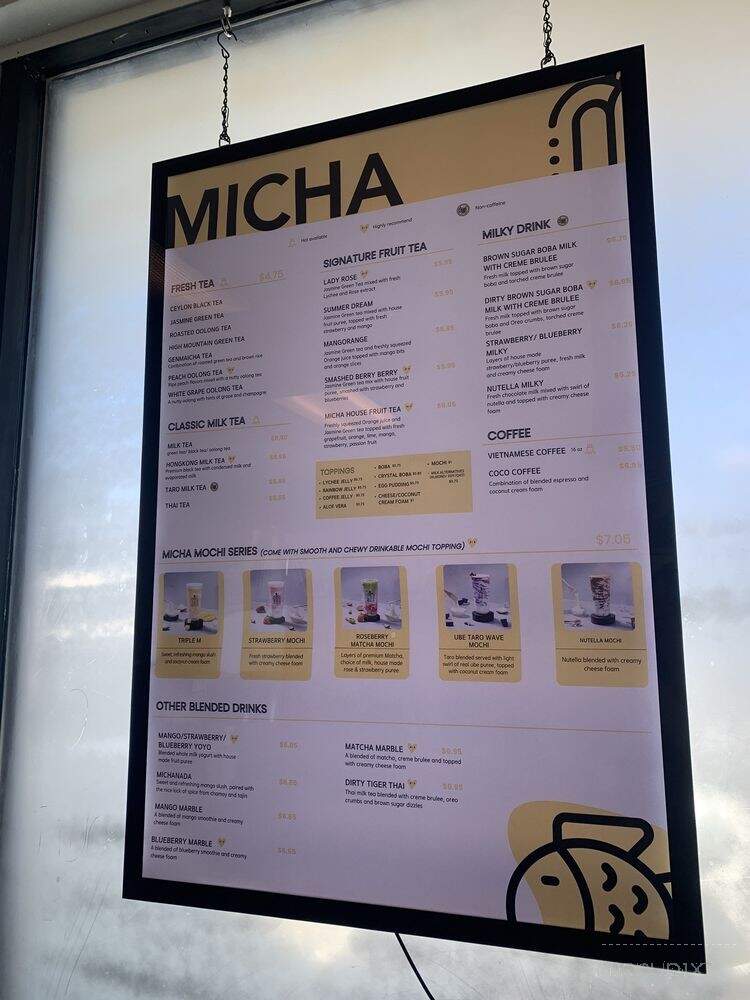 Micha Boba Tea Bar - Stanton, CA menu_pic