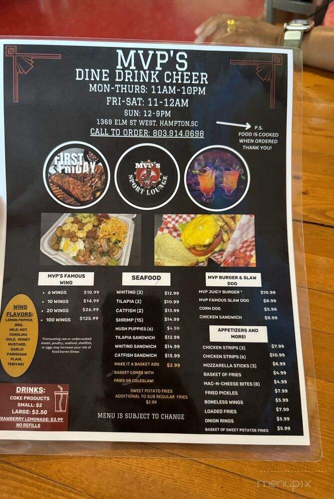 MVP's Sport Bar & Lounge - Hampton, SC menu_pic