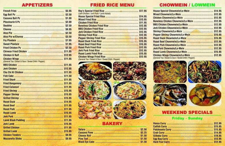 Roy's Roti Shop and Lounge - New York, NY menu_pic