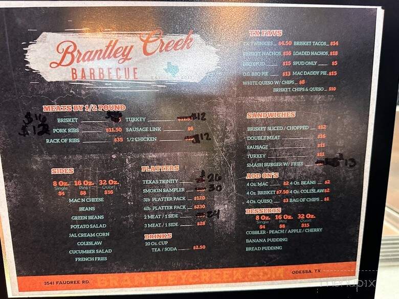 Brantley Creek BBQ & Co - Odessa, TX menu_pic