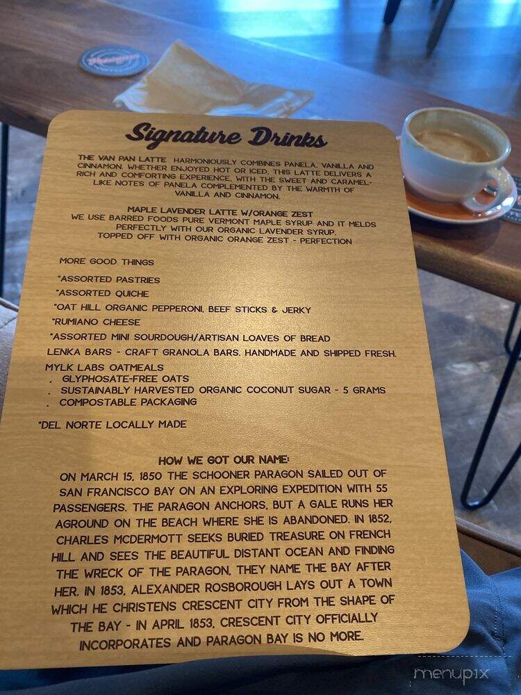 Paragon Coffeehouse - Crescent City, CA menu_pic