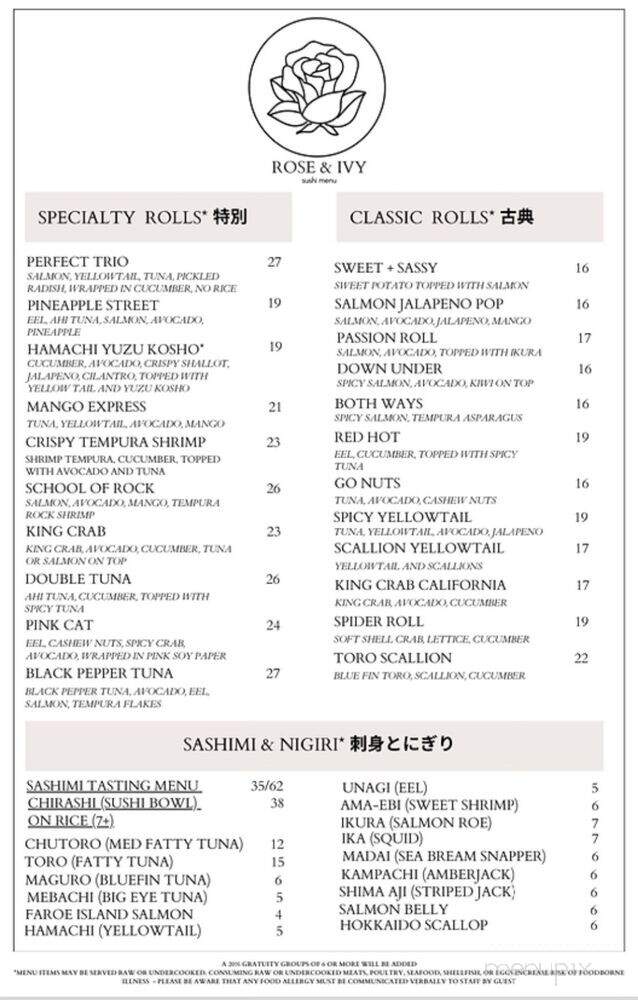 Azul Steak & Sushi Lounge - Sarasota, FL menu_pic