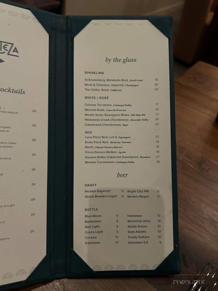 Corteza at Sendero - Los Angeles, CA menu_pic
