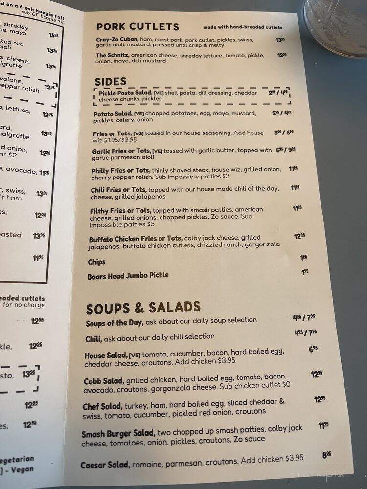 Zozo's Sandwich House - Spokane, WA menu_pic