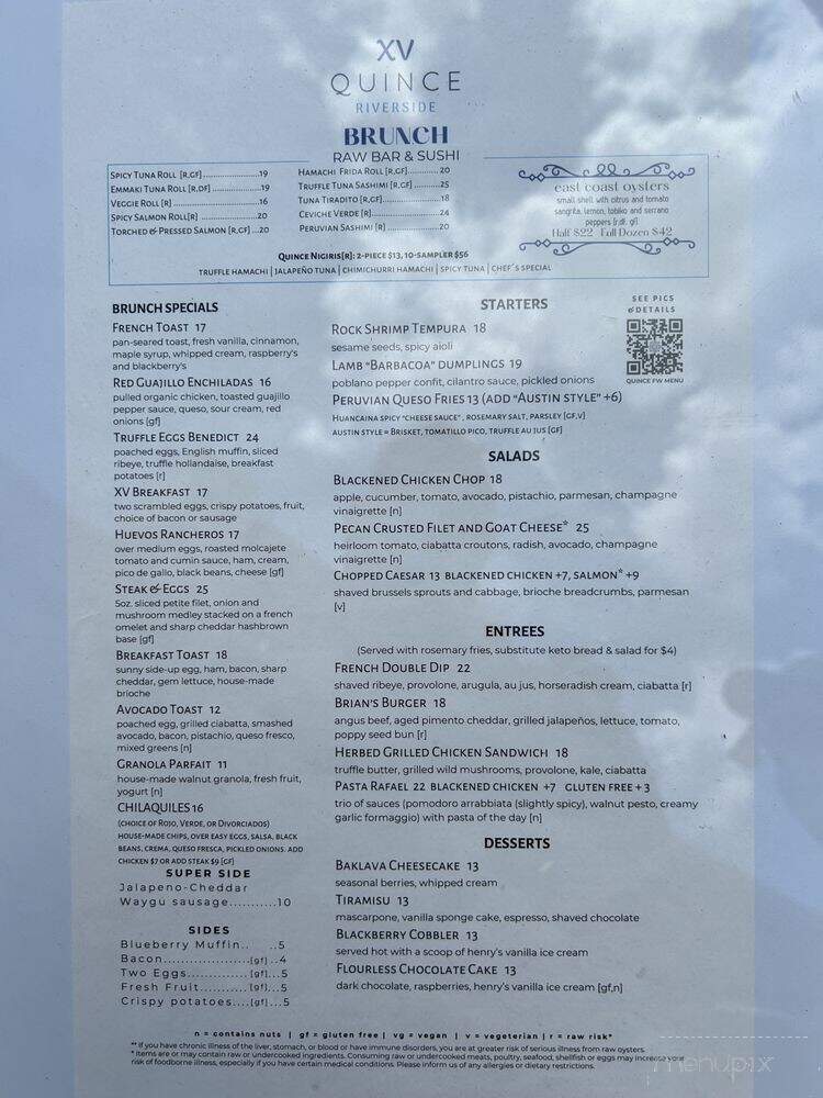 Quince Riverside - Fort Worth, TX menu_pic