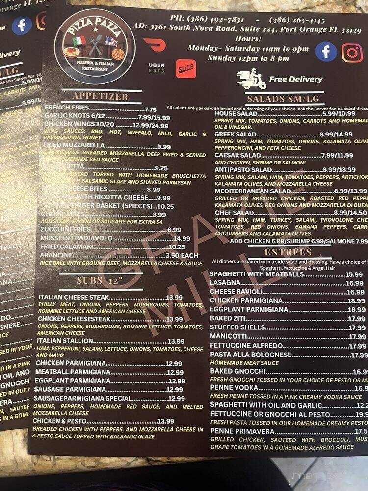 Pizza Pazzaz - Port Orange, FL menu_pic