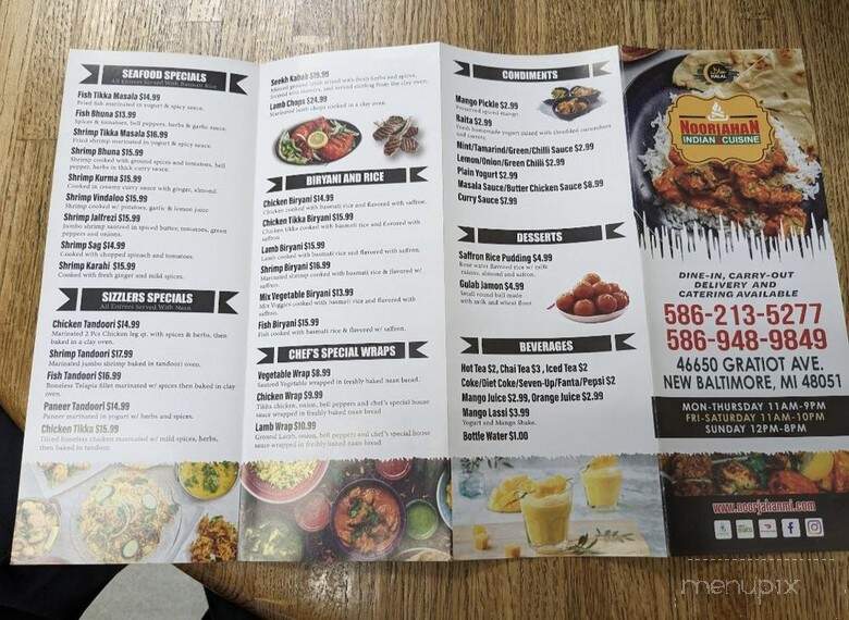 Noorjahan Indian Cuisine - New Baltimore, MI menu_pic