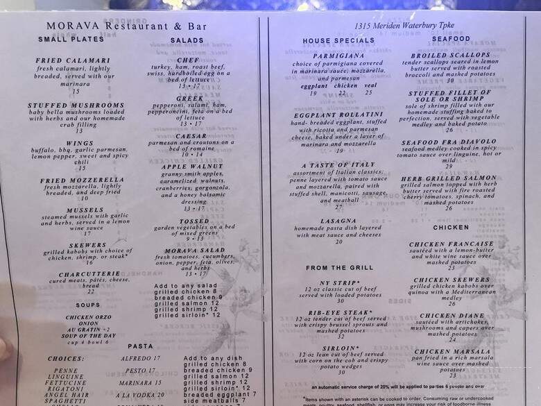 Morava Restaurant & Bar - Plantsvile, CT menu_pic
