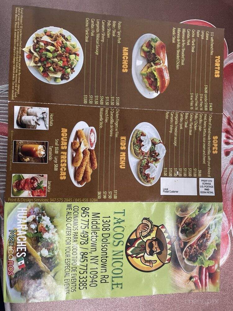 Tacos Nicole - Middletown, NY menu_pic