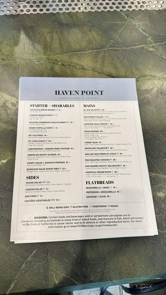 Haven Point Provisions & Spirits - Irvine, CA menu_pic
