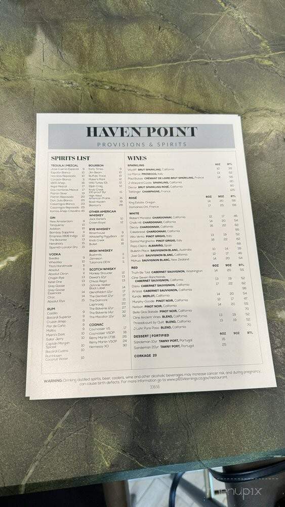 Haven Point Provisions & Spirits - Irvine, CA menu_pic