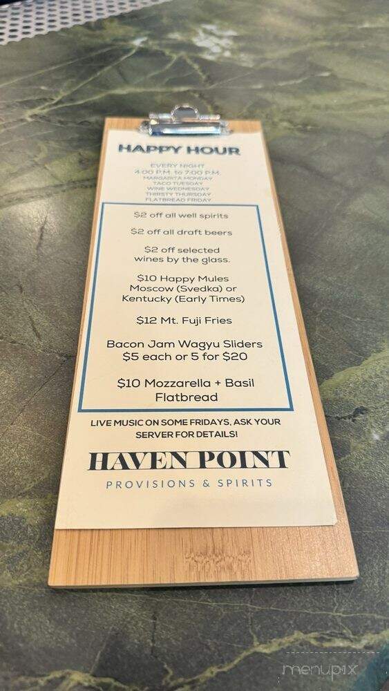 Haven Point Provisions & Spirits - Irvine, CA menu_pic