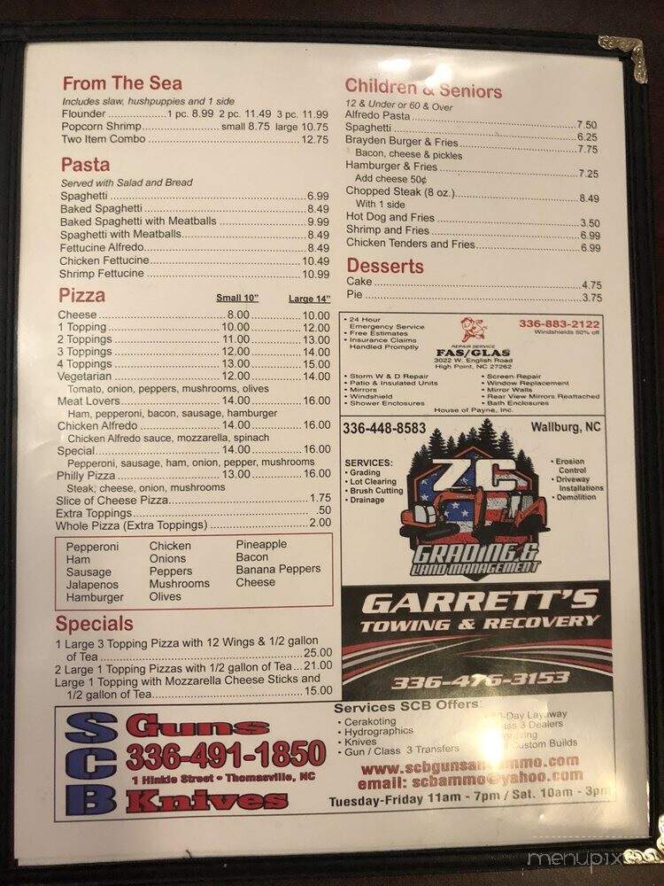 Bella's Grill - Thomasville, NC menu_pic