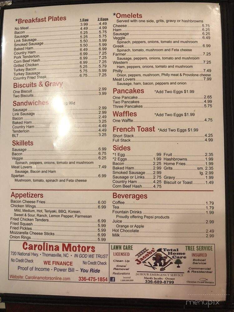 Bella's Grill - Thomasville, NC menu_pic