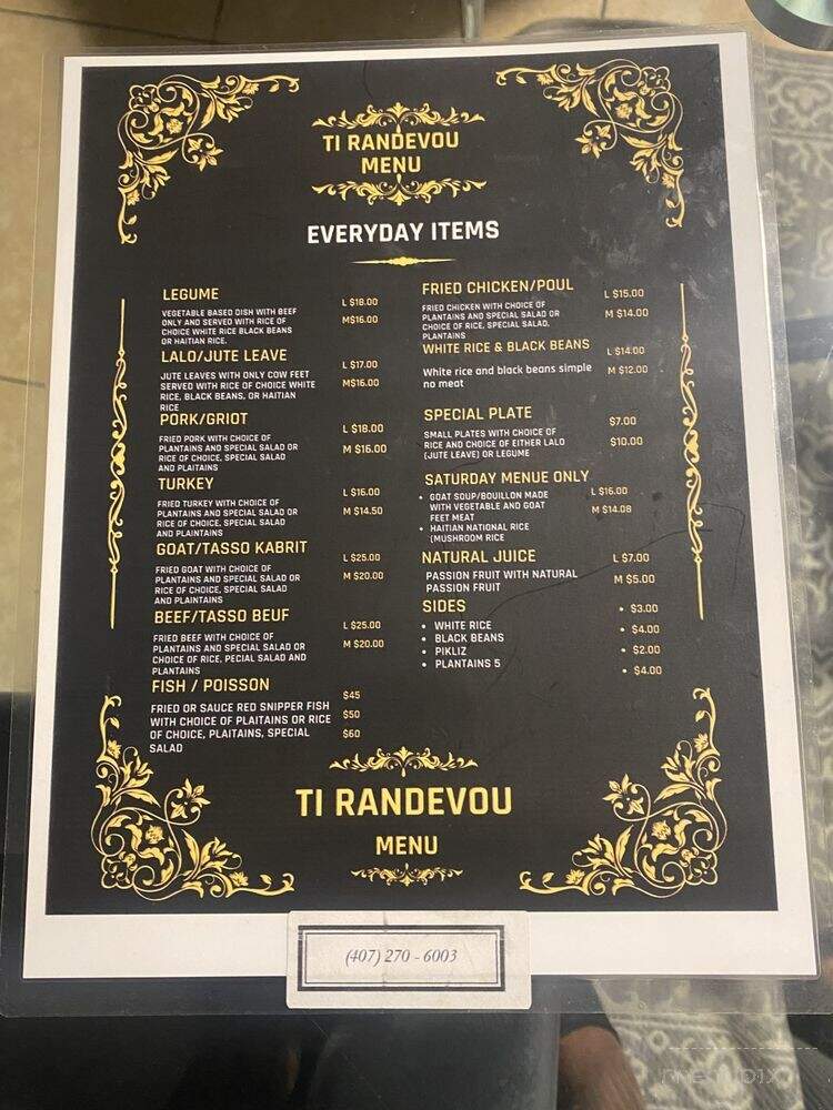 Ti Randevou - Orlando, FL menu_pic