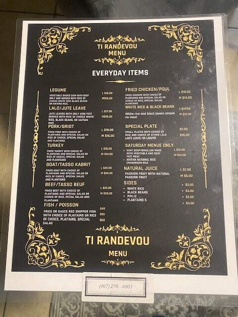 Ti Randevou - Orlando, FL menu_pic