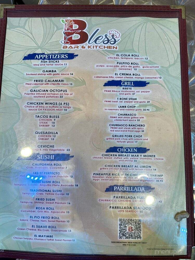 Bless Bar & Kitchen - New York, NY menu_pic