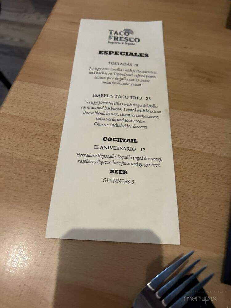 Taco Fresco - Rutland, VT menu_pic