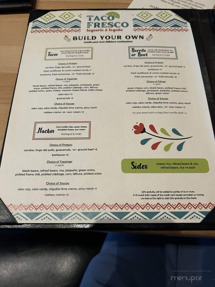 Taco Fresco - Rutland, VT menu_pic