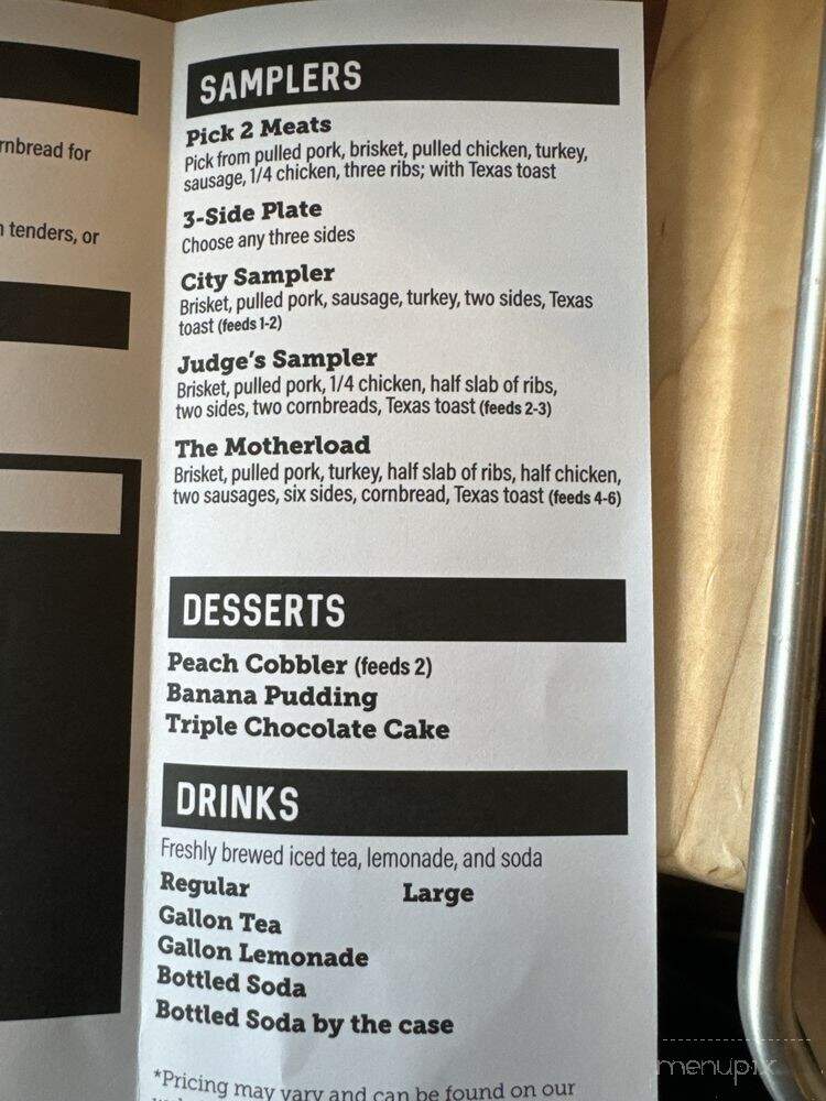 City Barbeque - High Point, NC menu_pic