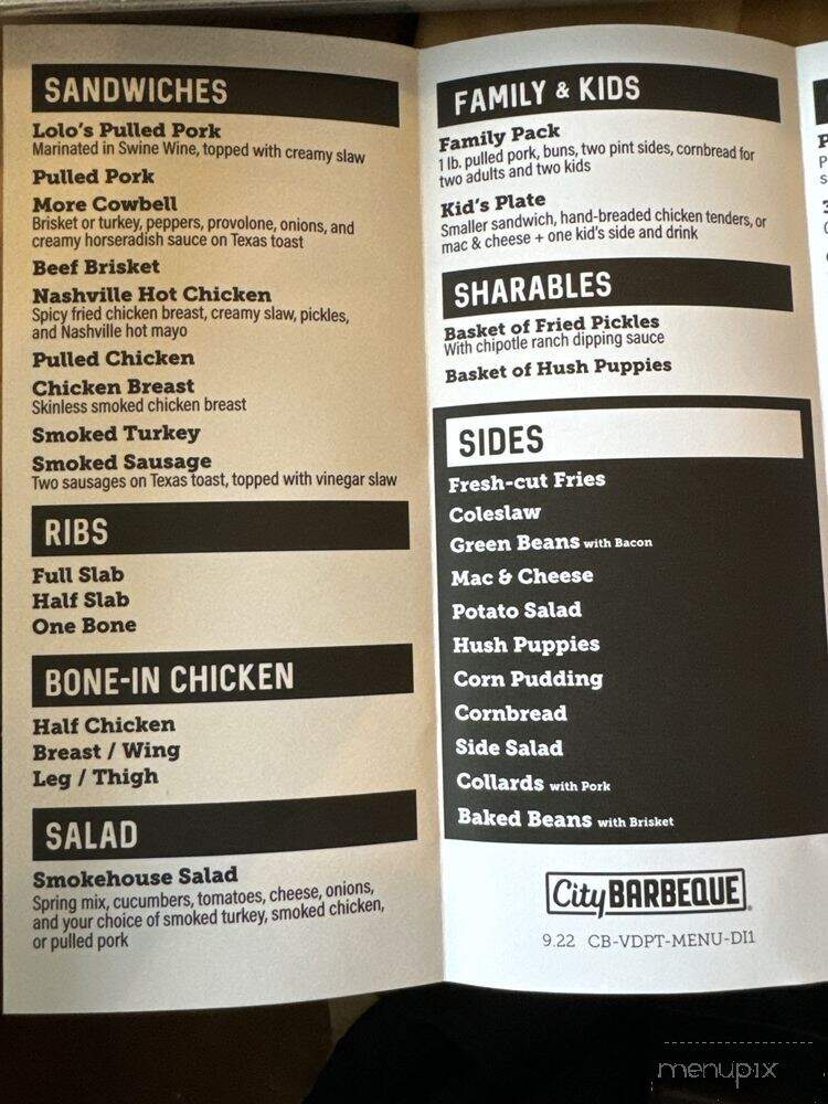 City Barbeque - High Point, NC menu_pic
