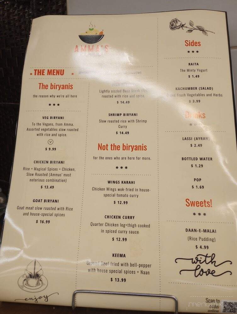 Ammas Biryani - Ottawa, ON menu_pic