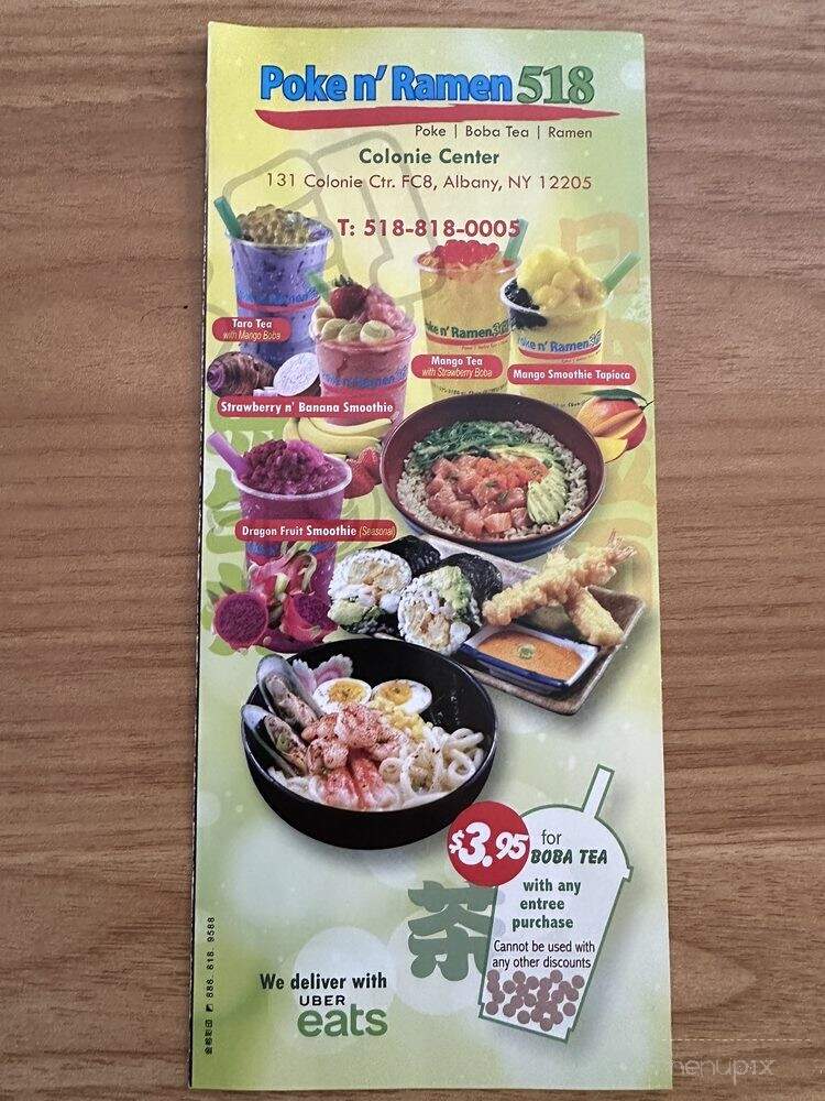 Poke N Ramen 518 - Albany, NY menu_pic