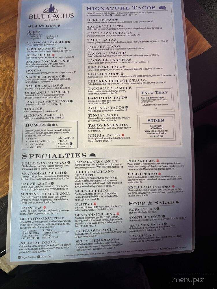 Blue Cactus Tacos & Tequila Bar - Crawfordsville, IN menu_pic