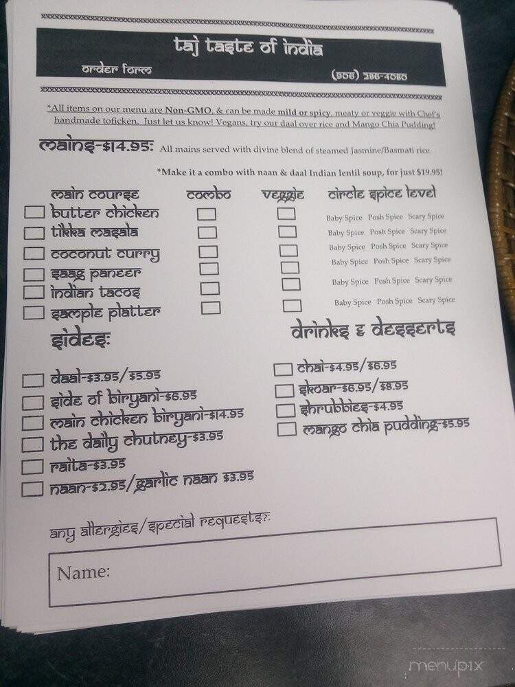 Taj: Taste of India - Manistique, MI menu_pic