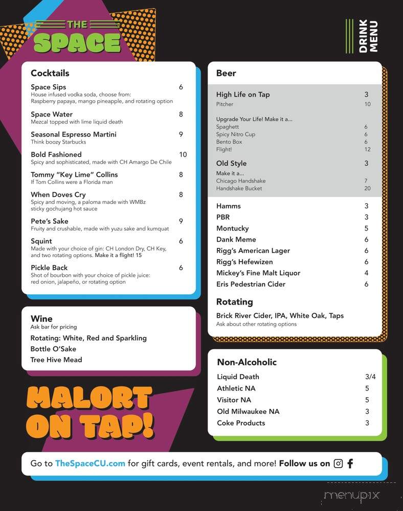The Space - Champaign, IL menu_pic