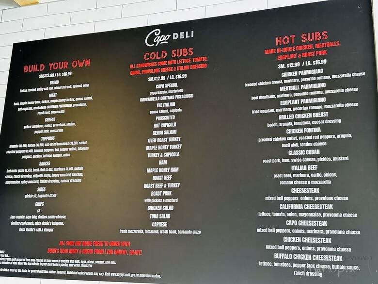 Capo Deli - Potomac, MD menu_pic