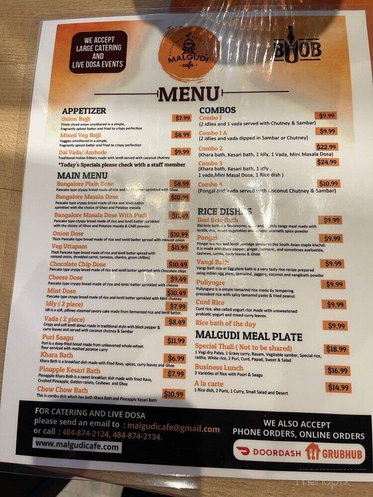 Malgudi Cafe - Exton, PA menu_pic