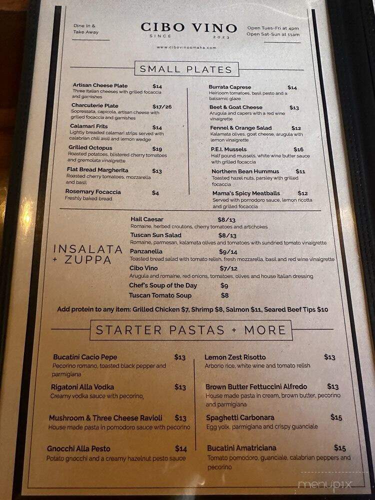 Cibo Vino - Omaha, NE menu_pic