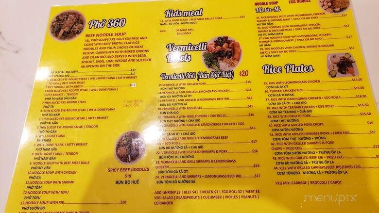 Pho 360 - Oak Grove, OR menu_pic