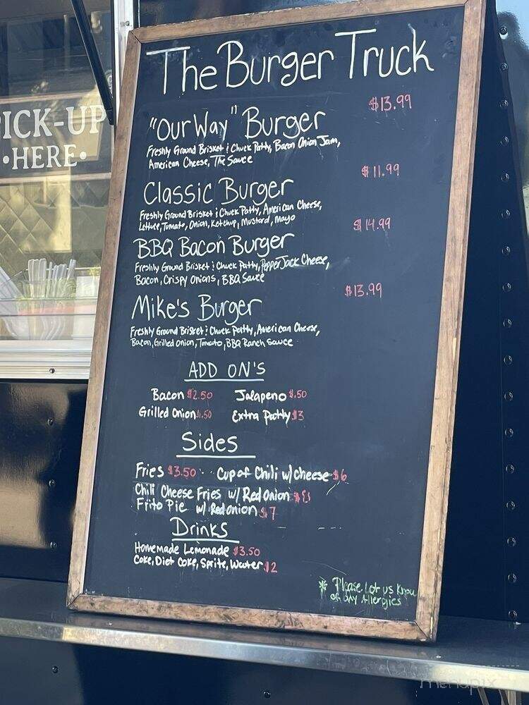 The Burger Truck - Napa, CA menu_pic