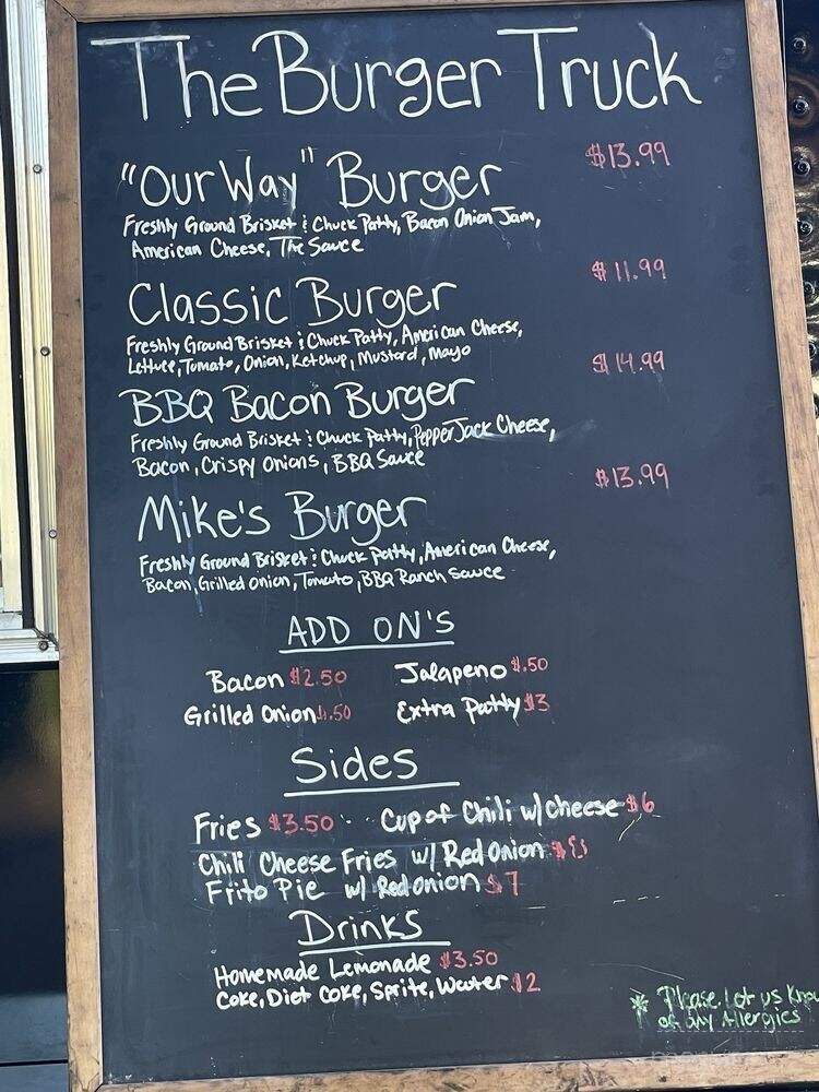 The Burger Truck - Napa, CA menu_pic