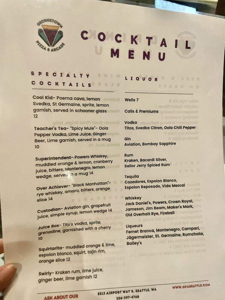 Georgetown Pizza & Arcade - Seattle, WA menu_pic
