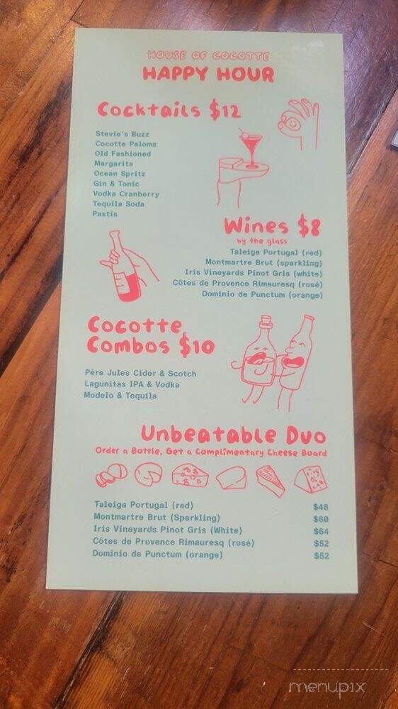House of Cocotte - Los Angeles, CA menu_pic
