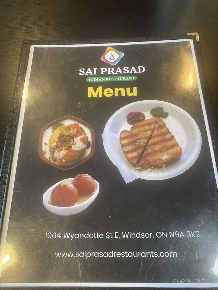 Sai Prasad Indian Restaurant - Windsor, ON menu_pic
