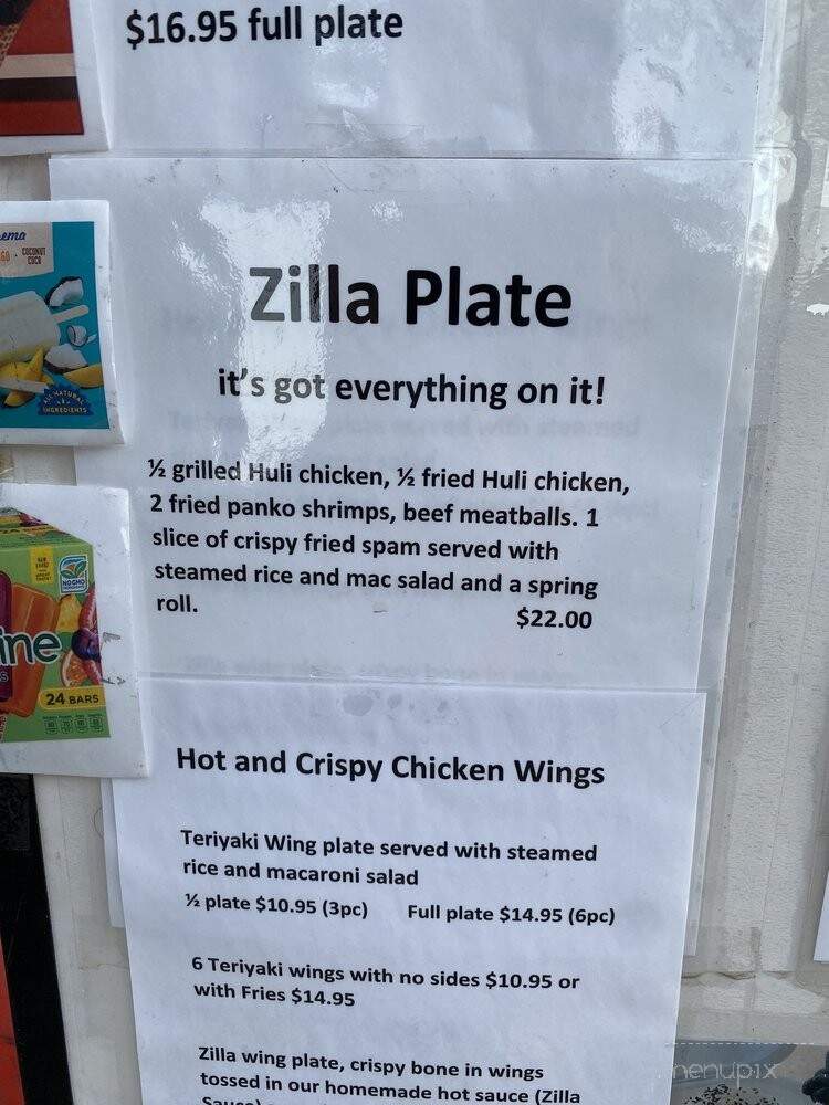 Irvzilla's Hawaiian Grill - Blue Springs, MO menu_pic