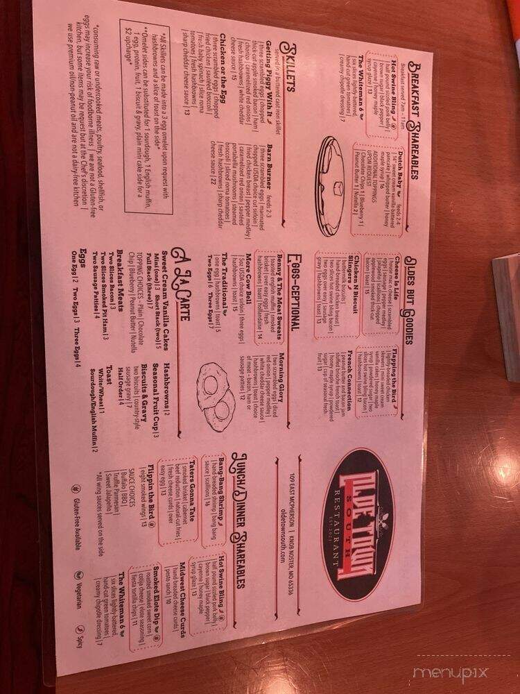 Olde Town South - Knob Noster, MO menu_pic