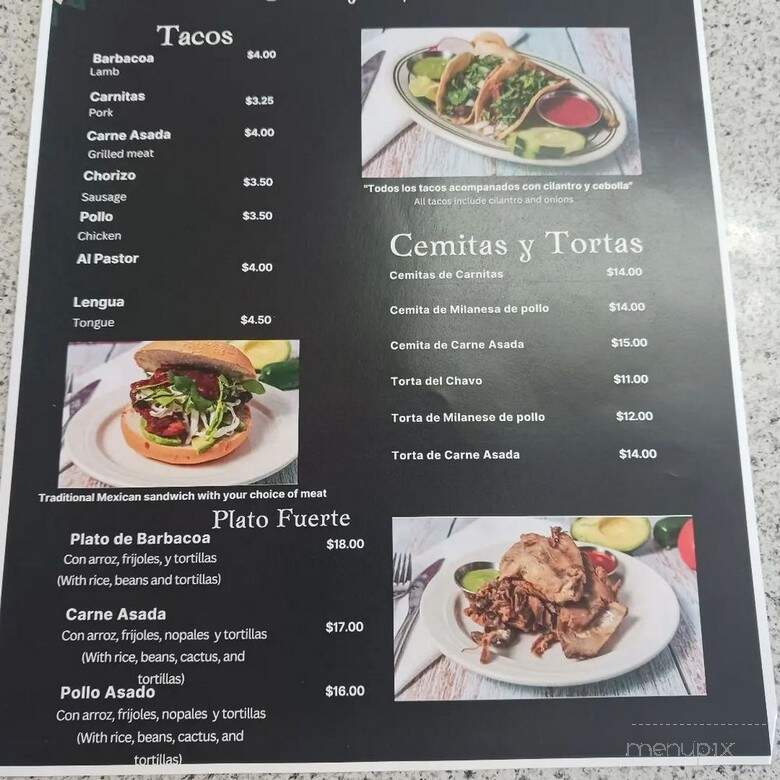 Plaza Teontepec - Washington, DC menu_pic
