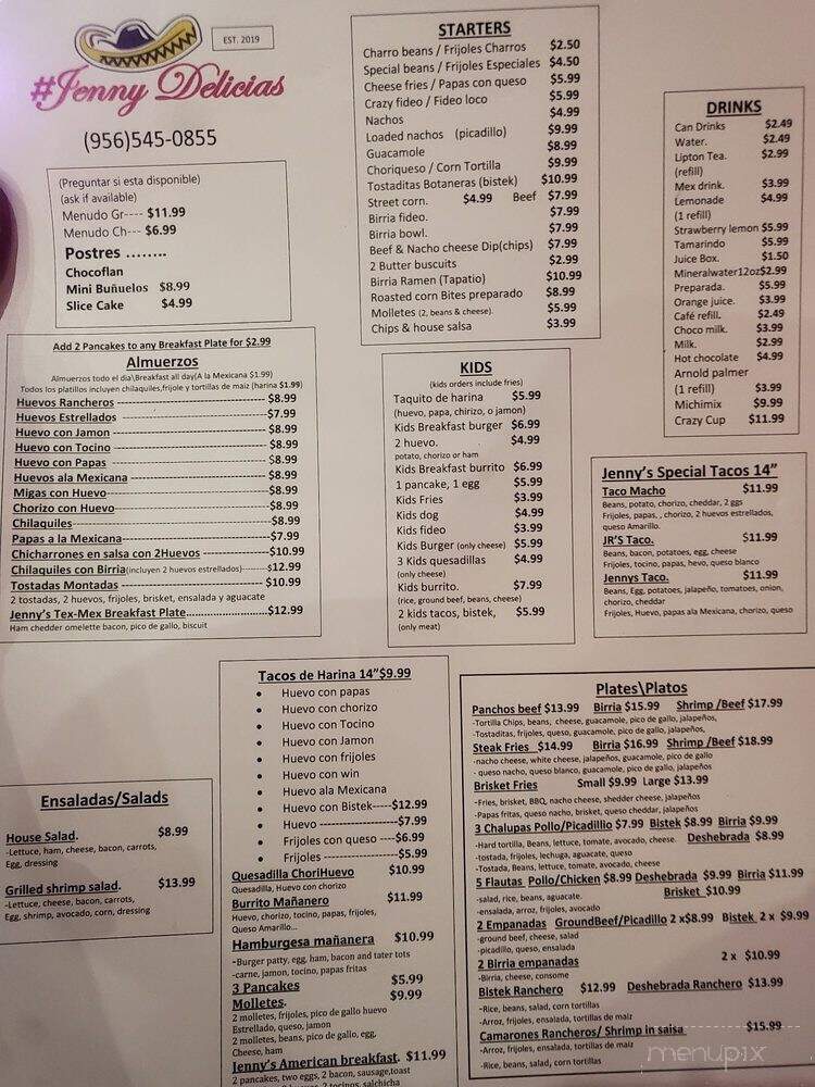 Jenny Delicias - Brownsville, TX menu_pic