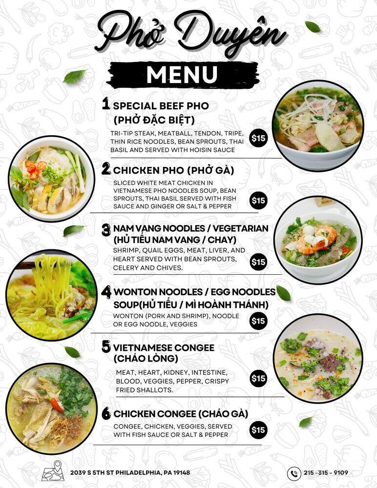 Pho Duyen - Philadelphia, PA menu_pic