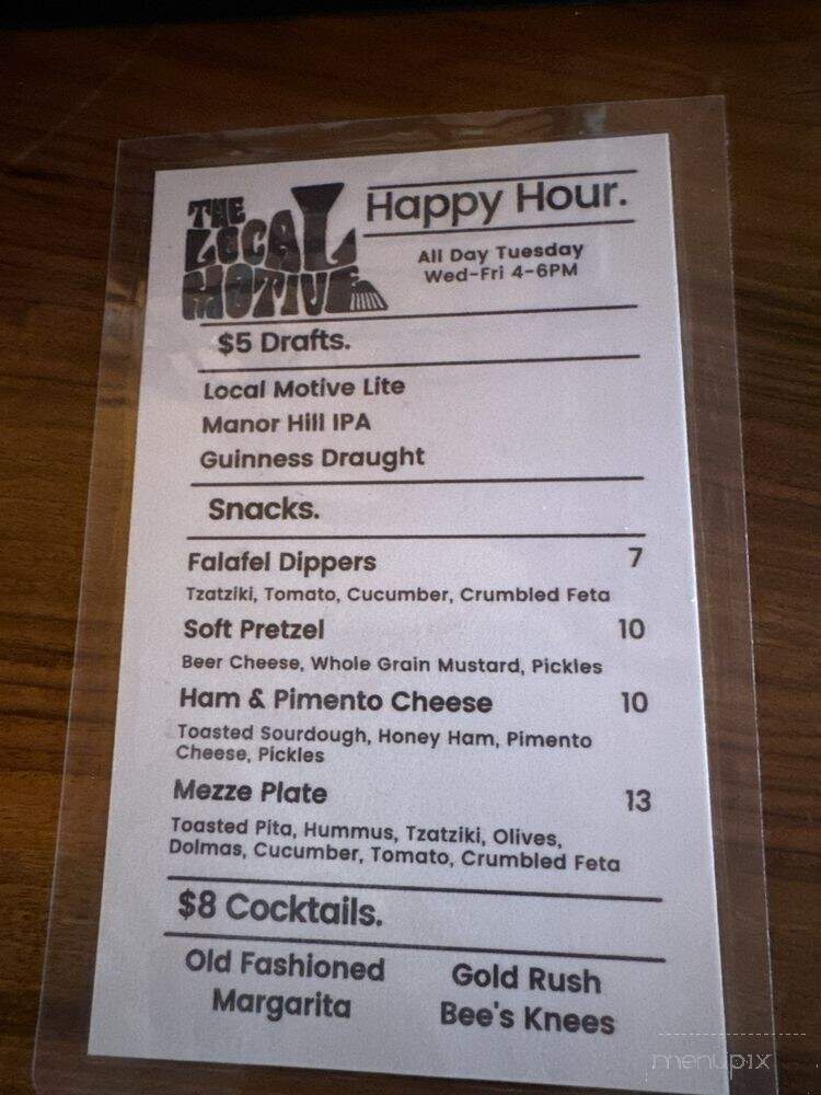 The Local Motive - Sykesville, MD menu_pic