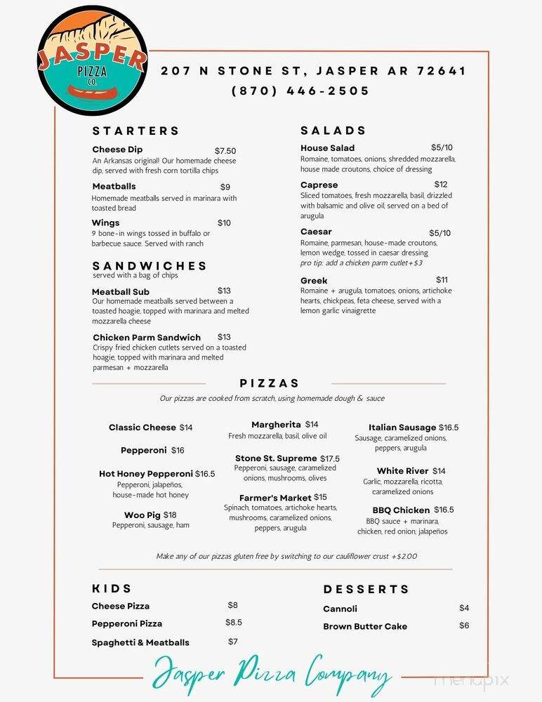 Jasper Pizza Company - Jasper, AR menu_pic