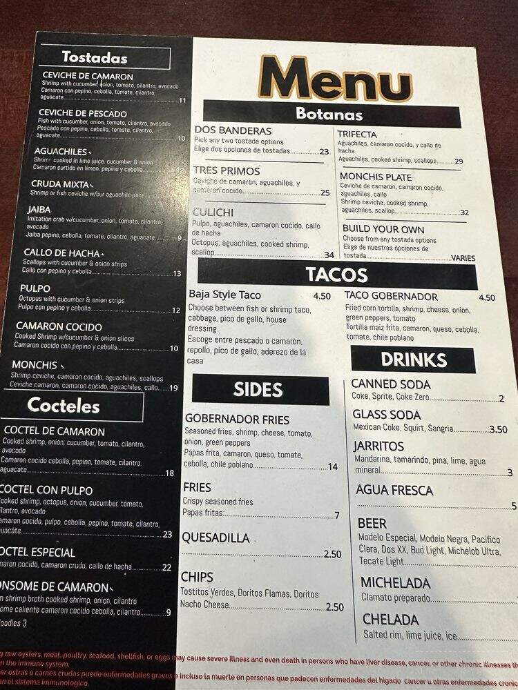 Mariscos Don Monchis - Santa Fe Springs, CA menu_pic