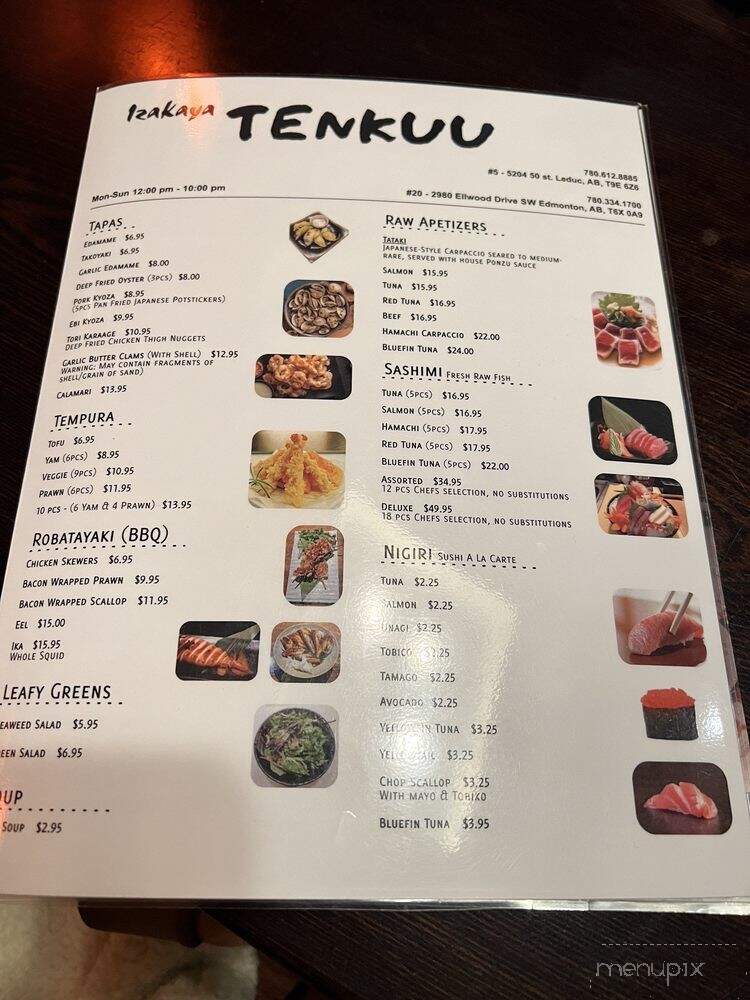 Izakaya Tenkuu - Leduc, AB menu_pic