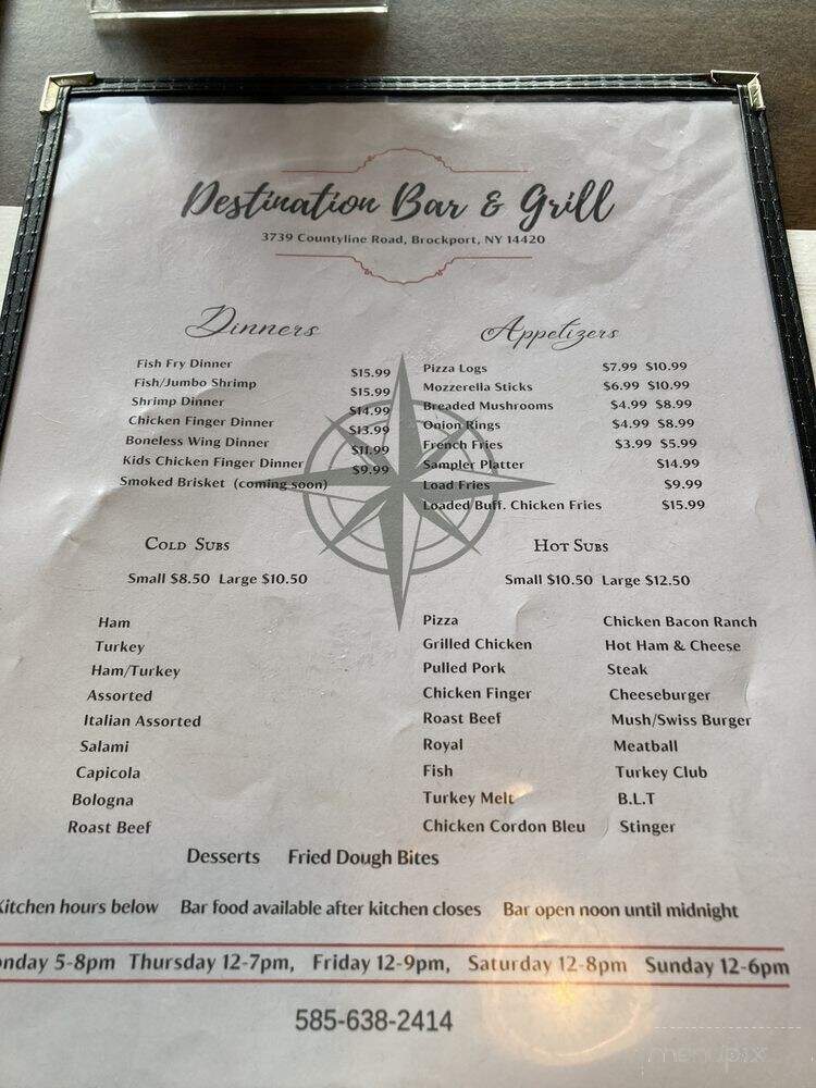 Destination Bar and Grill - Brockport, NY menu_pic