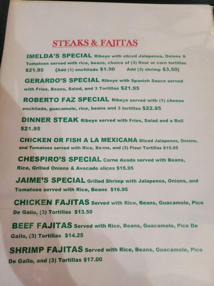 La Historia Mexican & American Restaurant - San Angelo, TX menu_pic